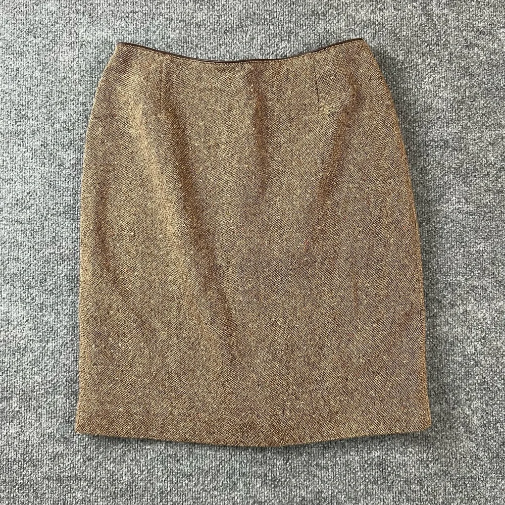 Casual Corner Womens Skirt Sz‎ 8 Brown Beige Tweed Knee Length Wool Blend Pencil